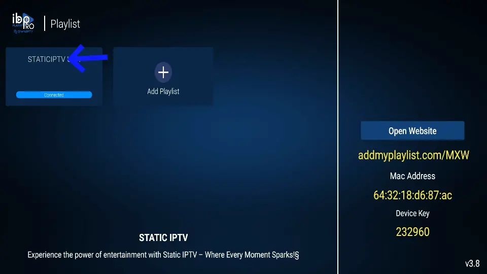 MaxCanales IPTV dashboard showing live channels, movies, and series