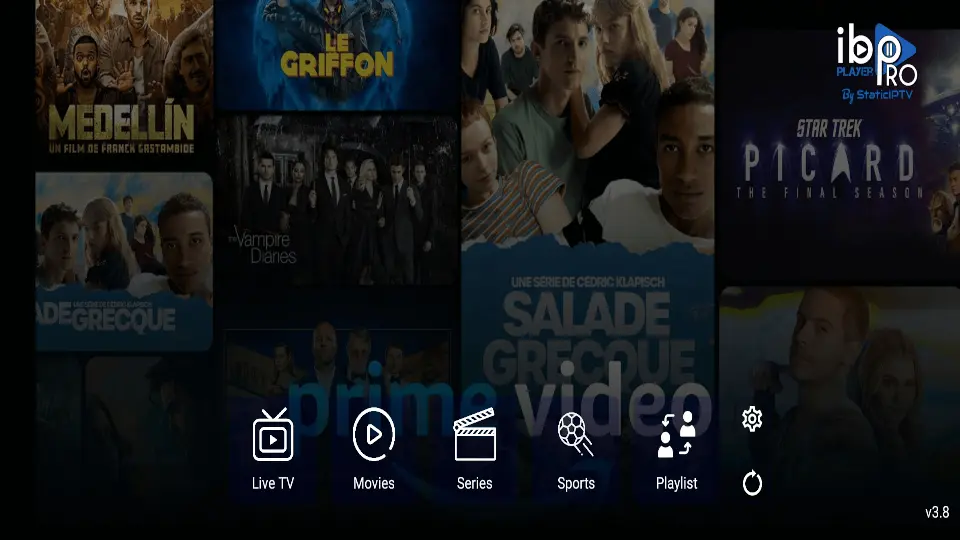 MaxCanales IPTV dashboard showing live channels, movies, and series